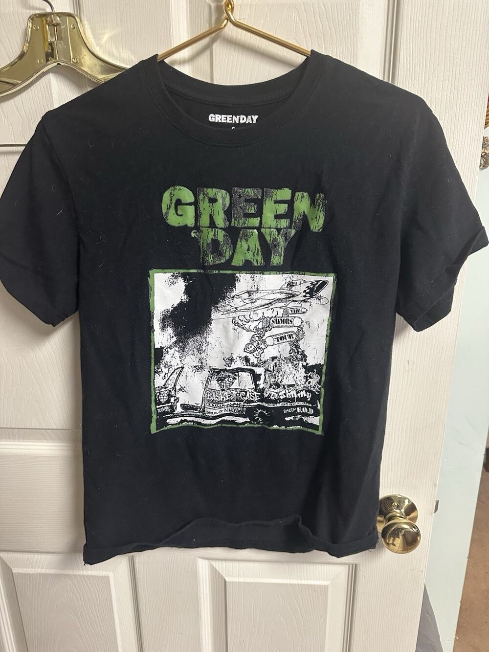Green Day Saviors Tour T-Shirt Black Small 2024 36 Chest Stretch Official